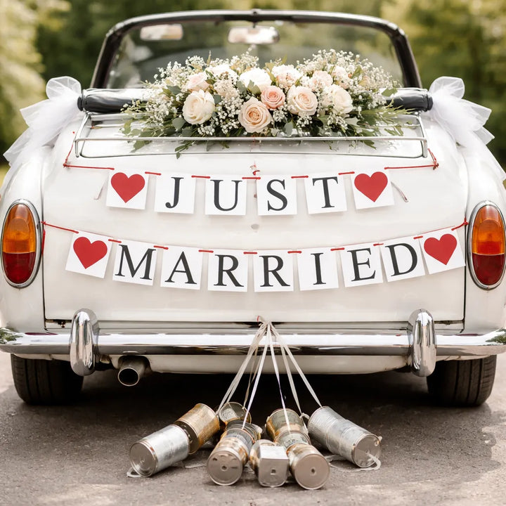 guirlande voiture mariés chic