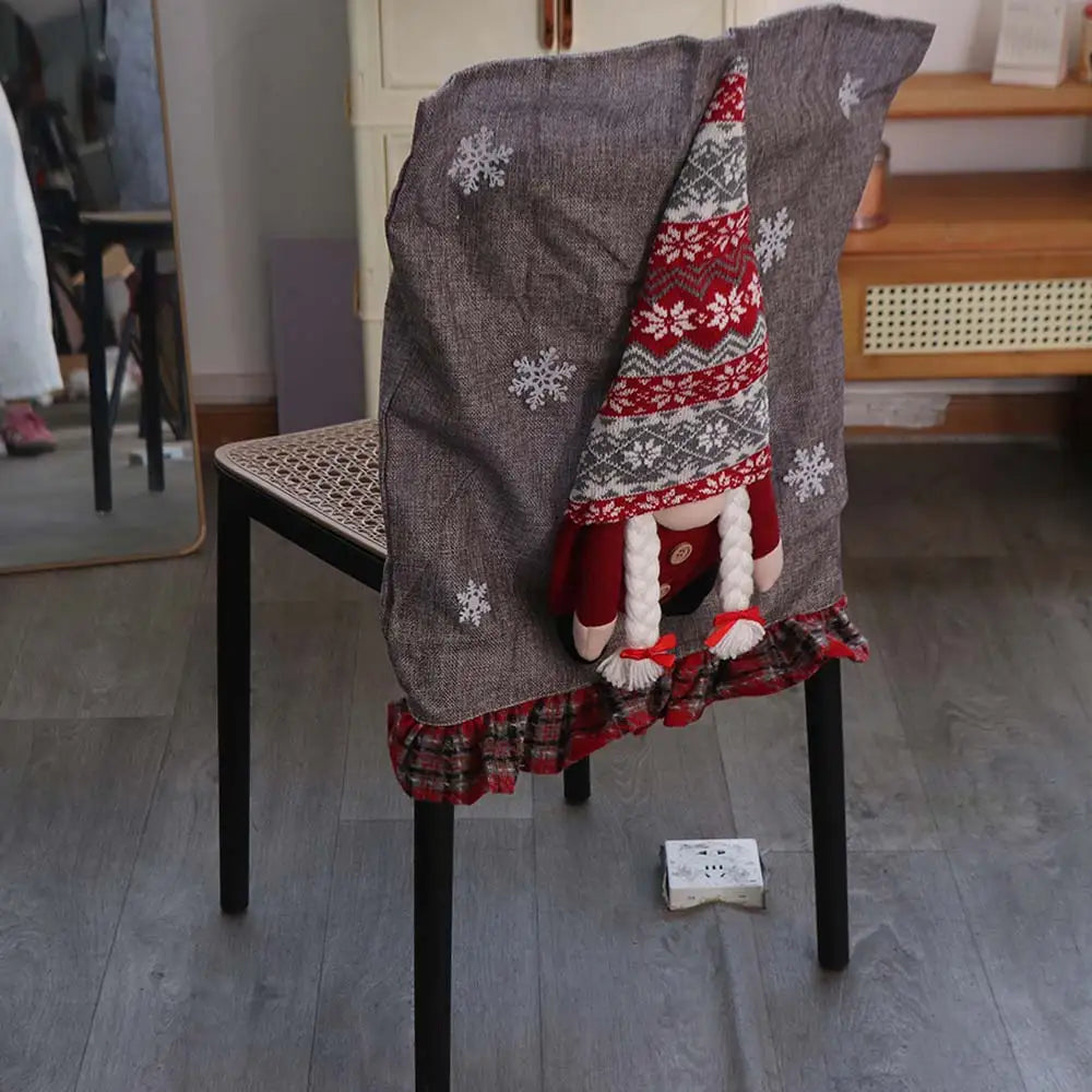 housse de chaise gnome gris festive