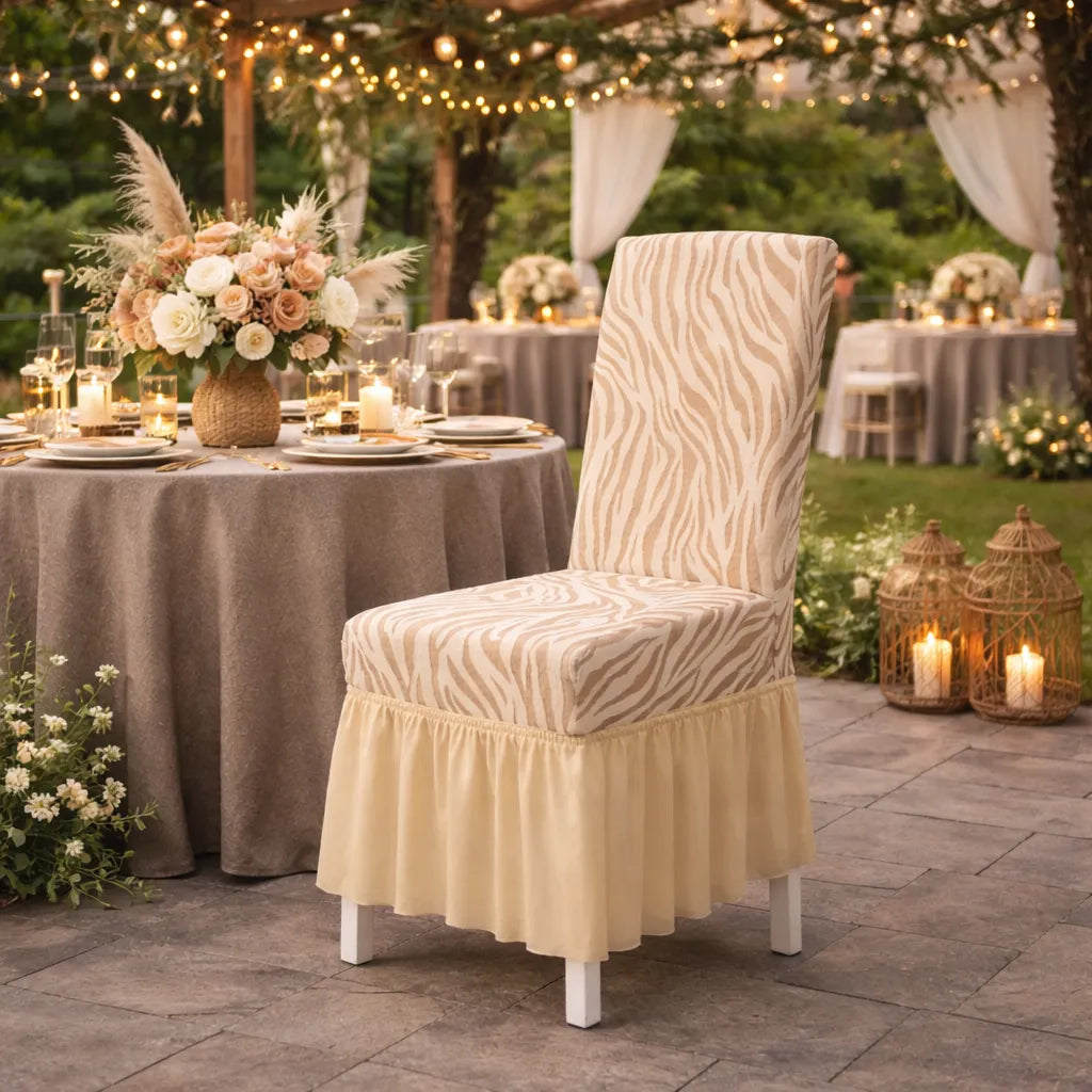 housse de chaise jacquard à jupe chic