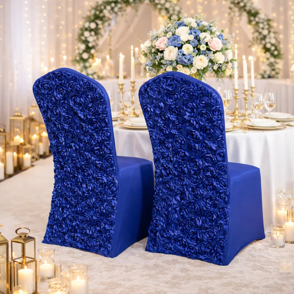 housse de chaise mariage en satin décorée