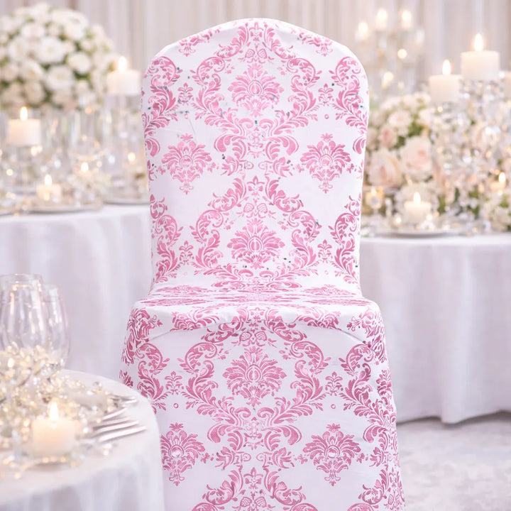 housse de chaise mariage fleurie rose et blanc raffiné