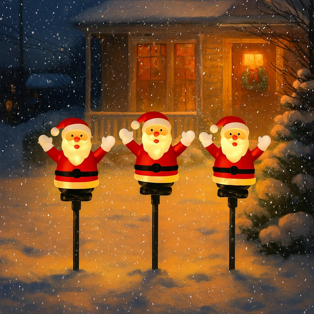 lampe solaire jardin petit père noël festive