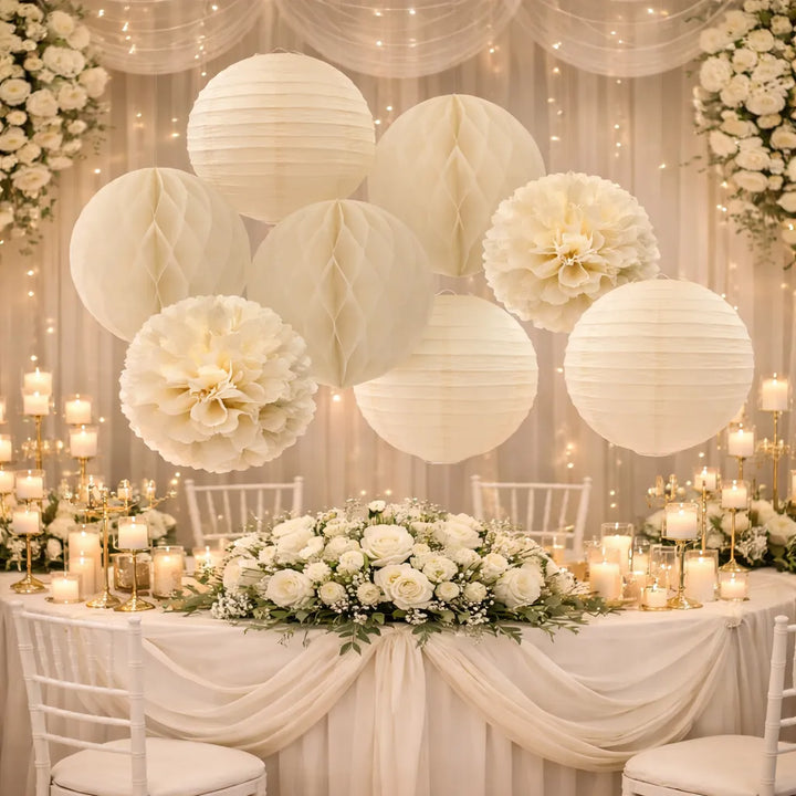 lampions décoratifs mariage beige chic