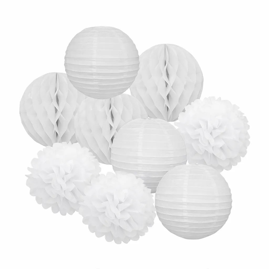 lampions papier déco mariage blancs