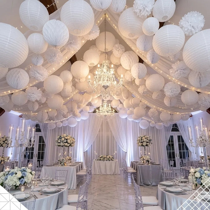 lampions papier déco mariage blancs unique