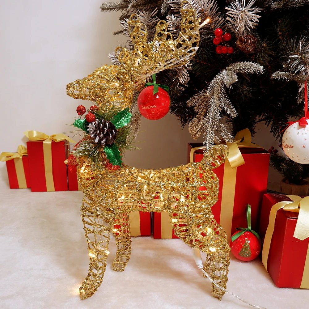 Élan Lumineux en Fil de Fer Doré