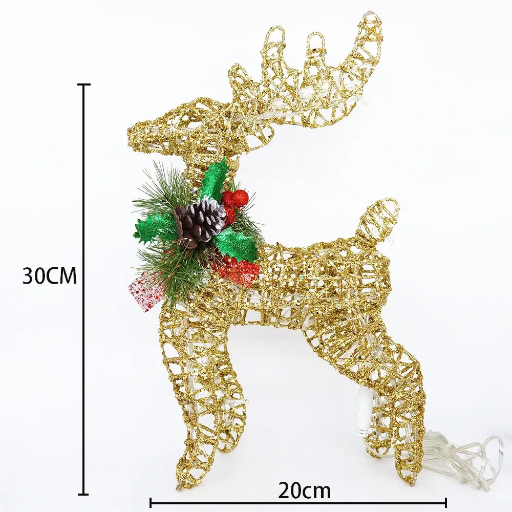 Élan Lumineux en Fil de Fer Doré 30 cm x 20 cm