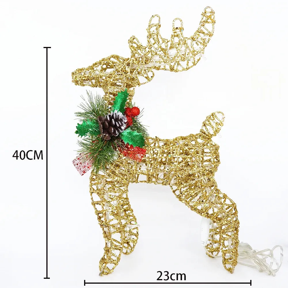 Élan Lumineux en Fil de Fer Doré 40 cm x 23 cm