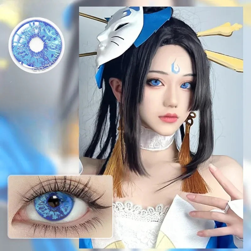 lentilles bleues halloween 