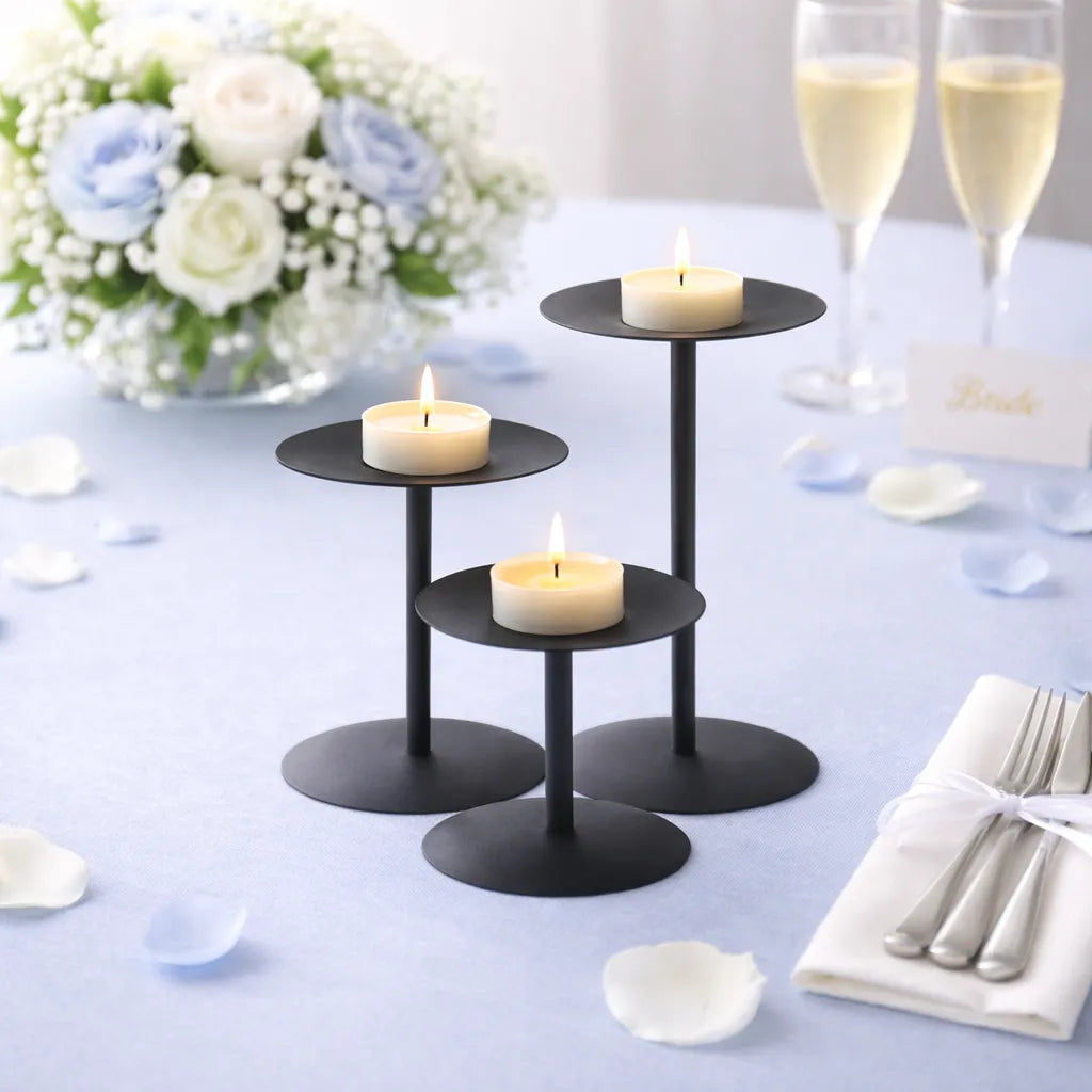 lot de bougeoirs noirs épurés contemporains élégant