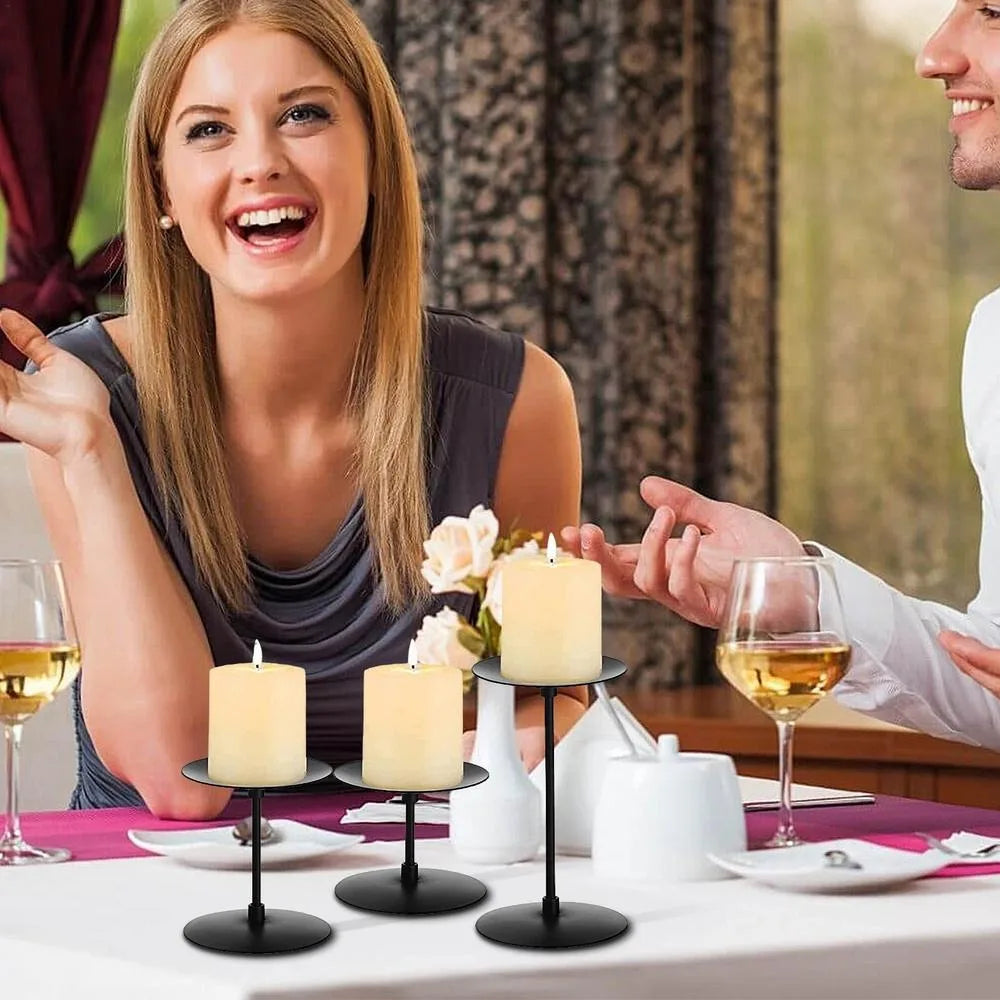 lot de bougeoirs noirs épurés contemporains unique