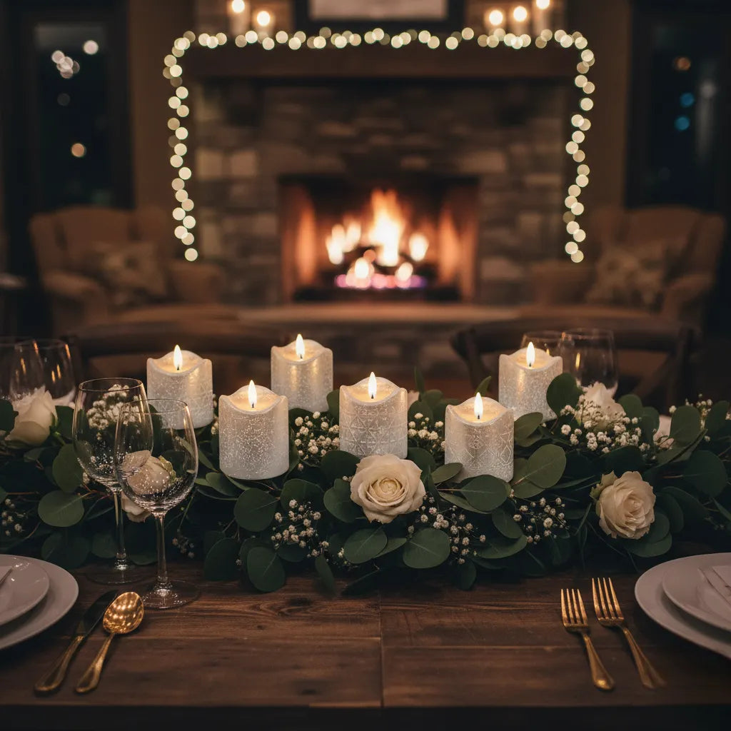 lot de bougies LED argentées mariage raffinée