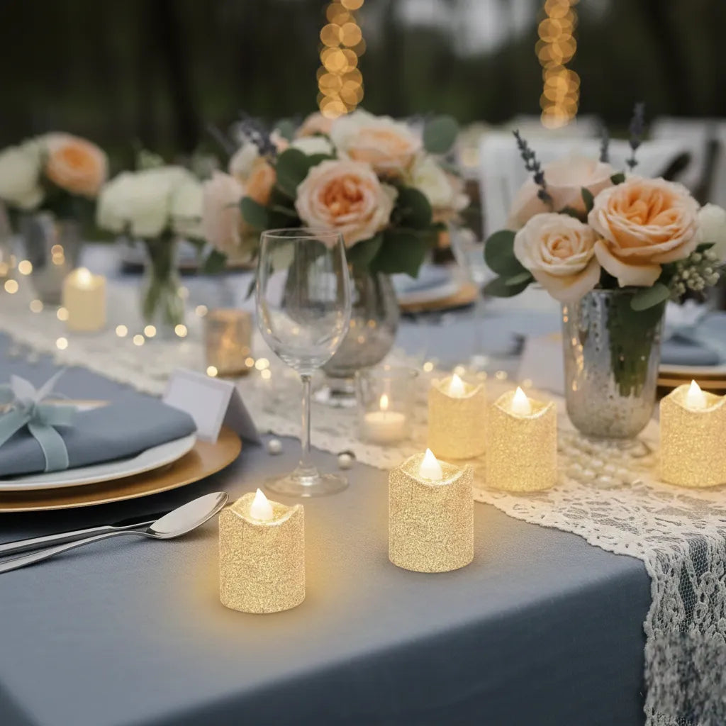 lot de bougies LED dorées mariage raffinée