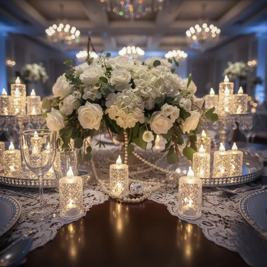 lot de bougies mariage design sans flamme raffinée