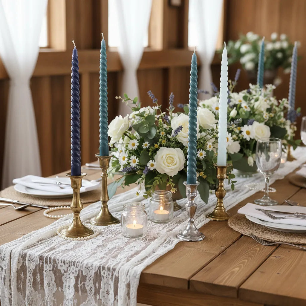 lot de bougies spirales dégradées bleu raffinée