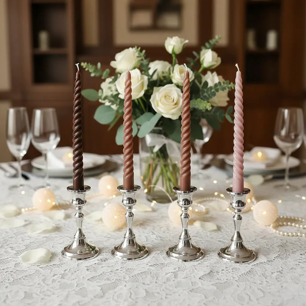 lot de bougies spirales dégradées marron élégante