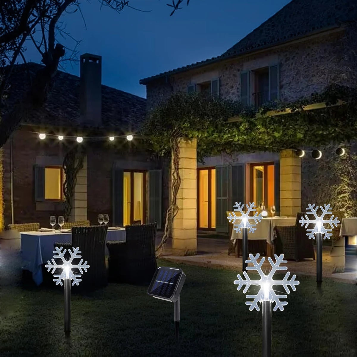 lot de lampes led solaire flocon de neige 
