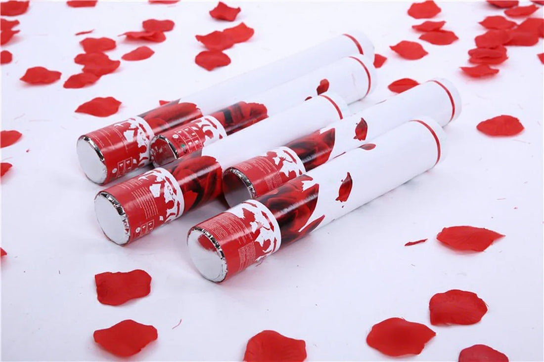 lot de lanceurs à confettis rouges romantiques Original
