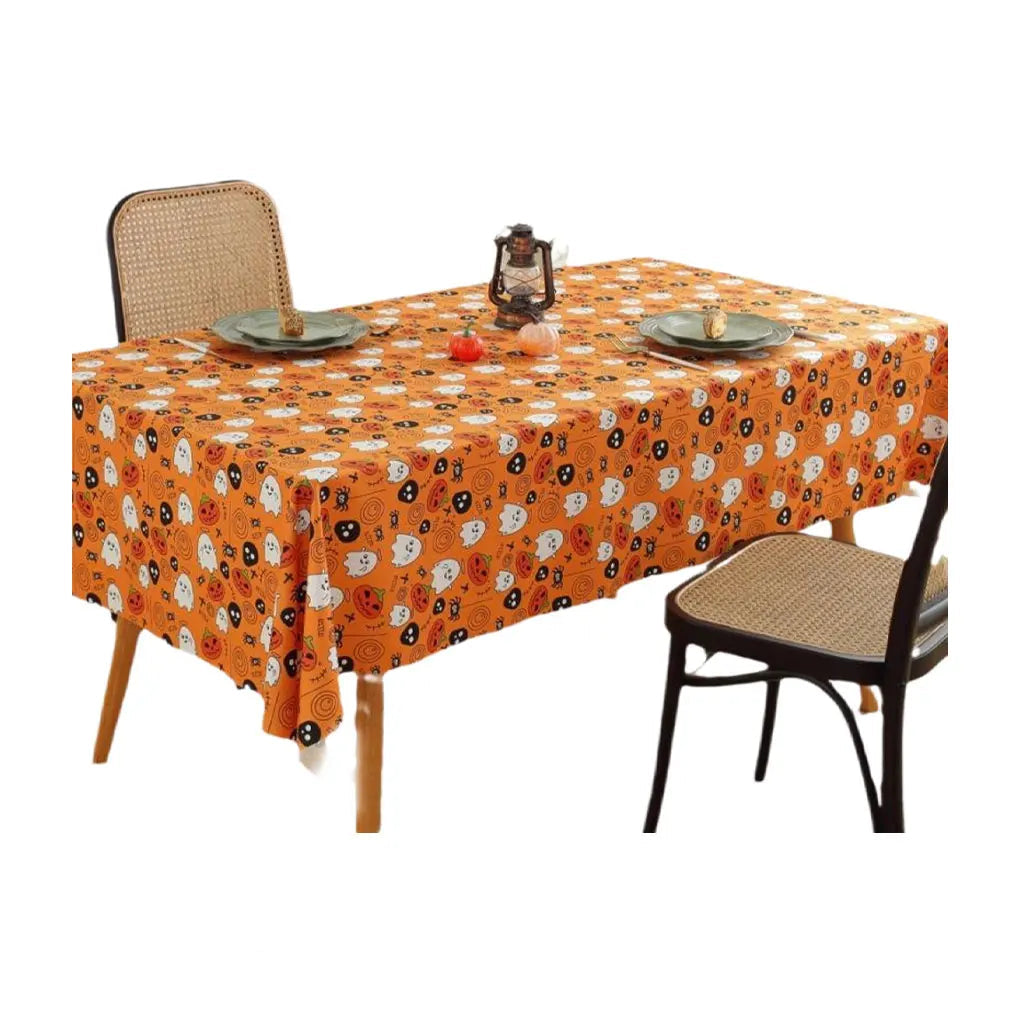 nappe halloween orange à fantômes et citrouille
