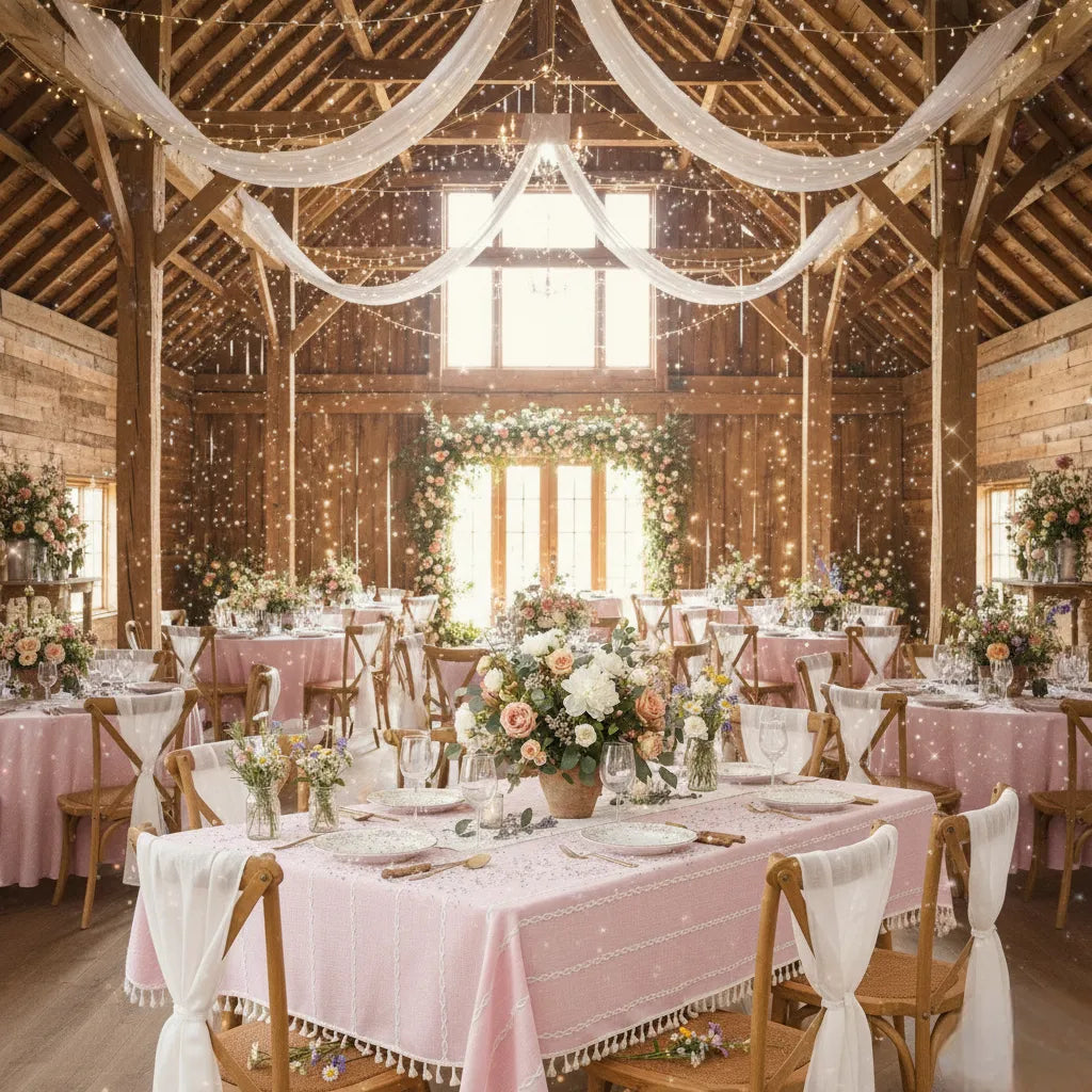nappe rose poudré mariage​ magique