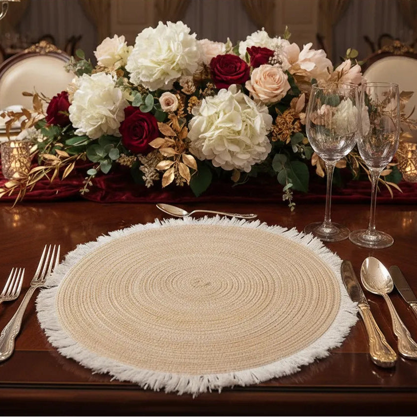 napperon mariage à franges raffiné