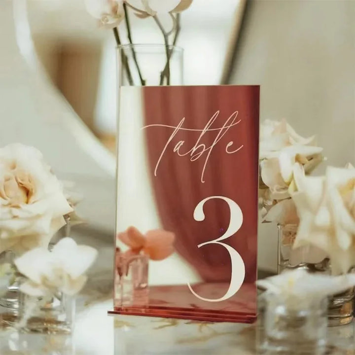 numéro de table mariage élégant rose gold