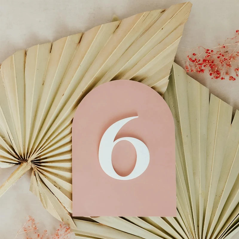 numéro de table mariage rose épuré