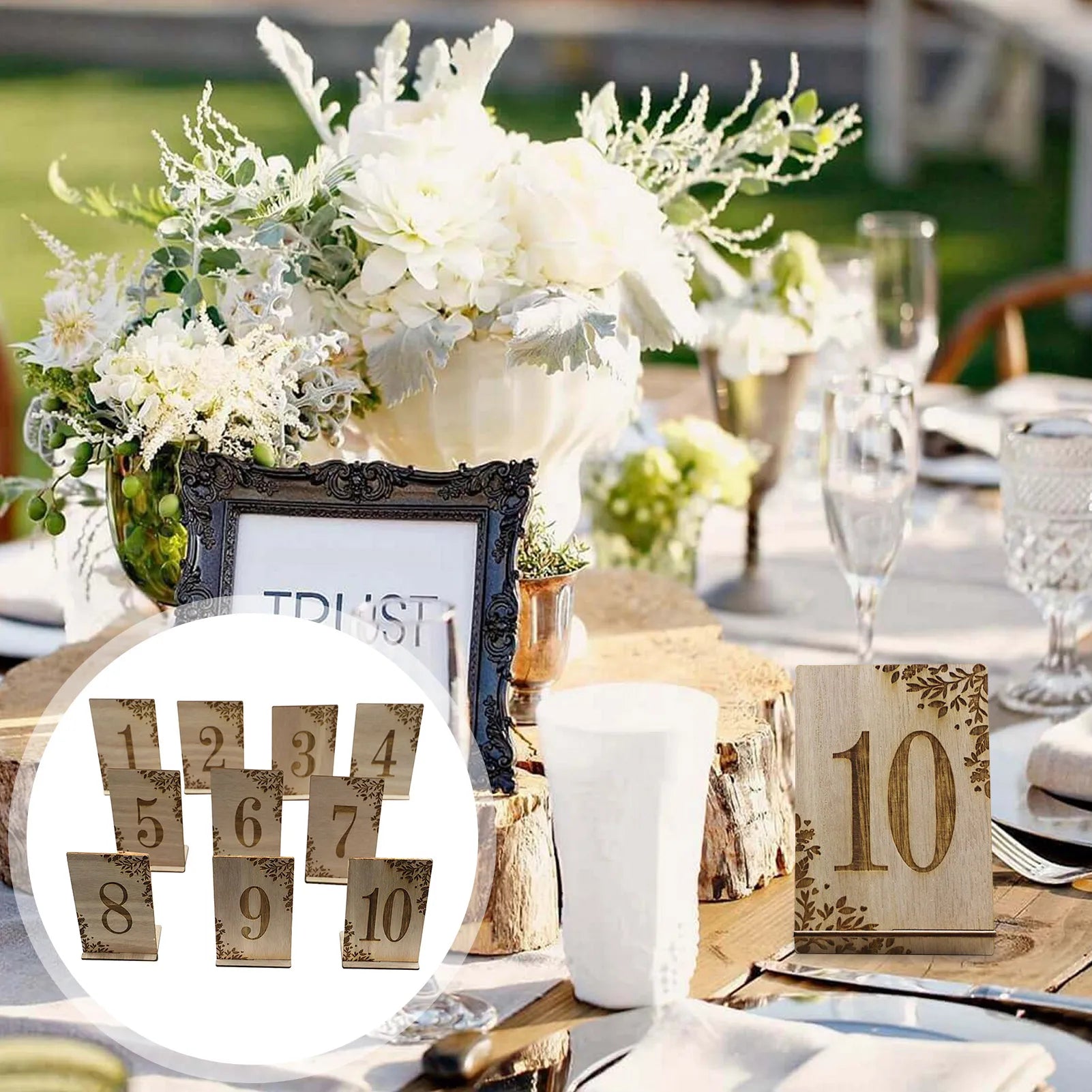 numéro de table pour mariage en bois chic