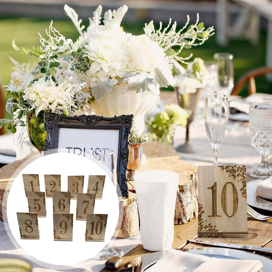 numéro de table pour mariage en bois chic