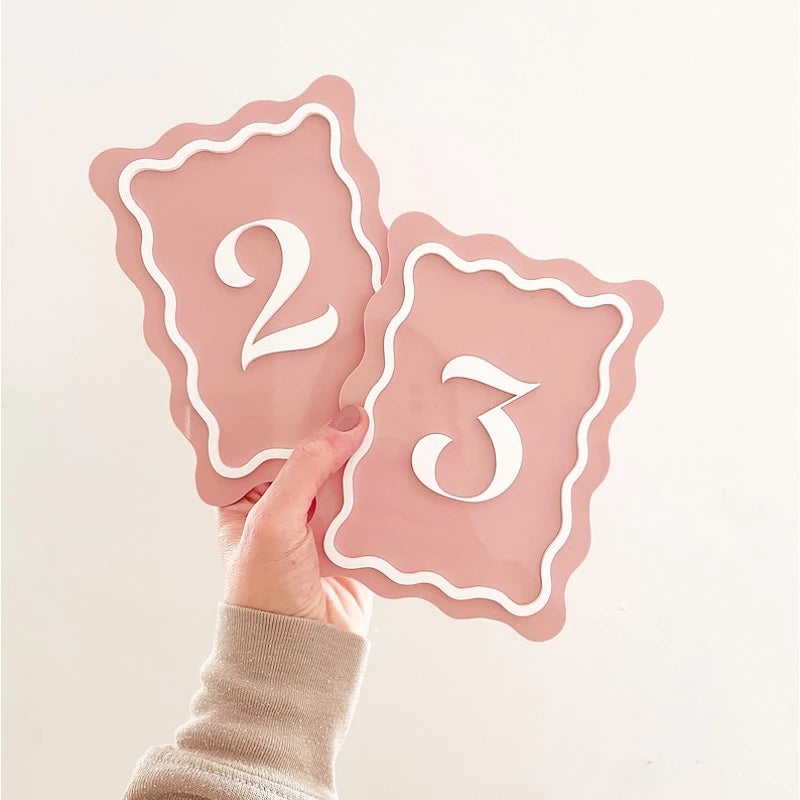 numéro de table rose mariage romantique unique