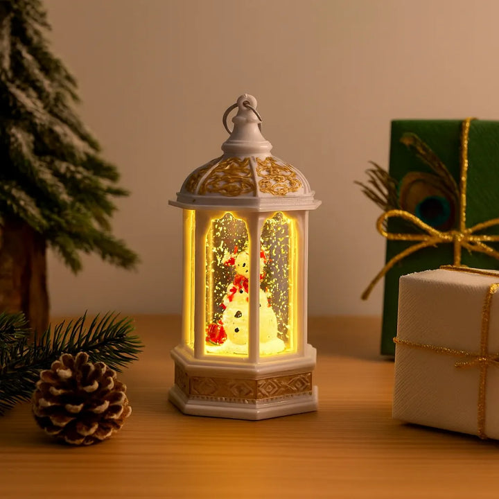 petite lanterne blanche bonhomme de neige festive