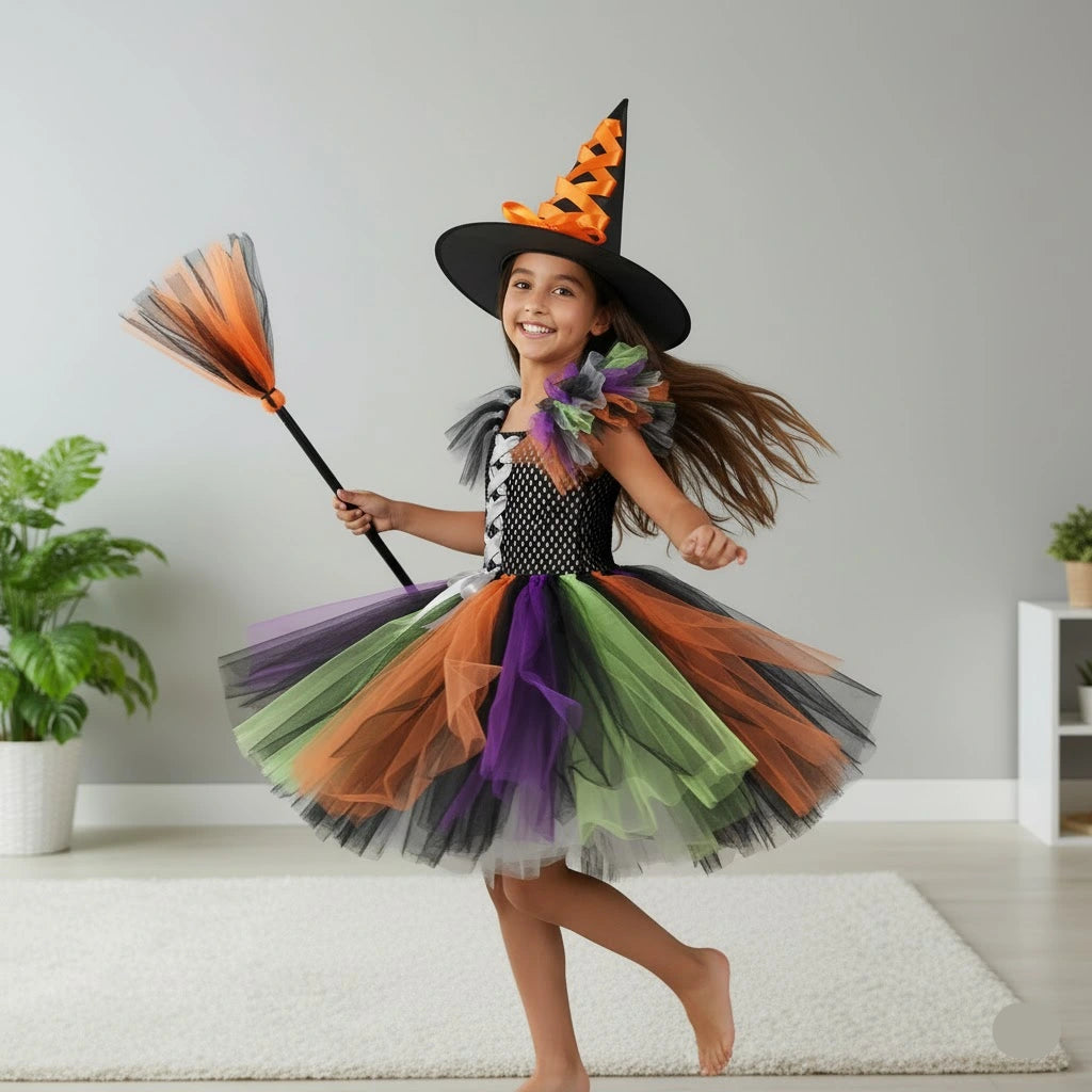 robe sorcière multicolore pour fillette 