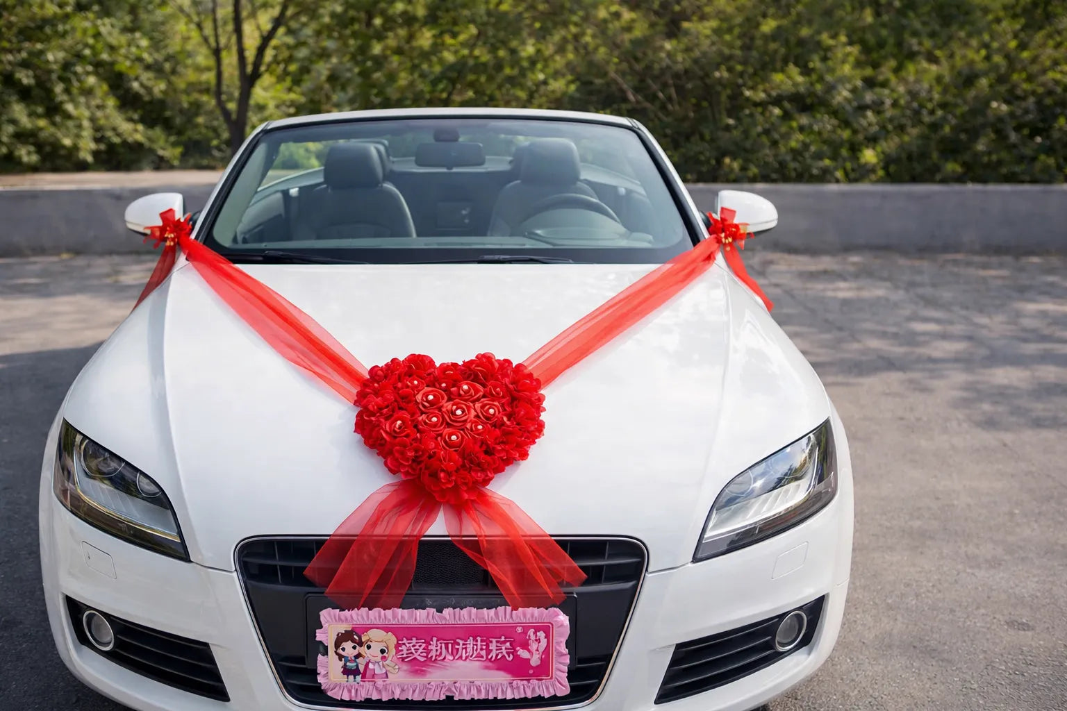 ruban déco voiture mariage sublime