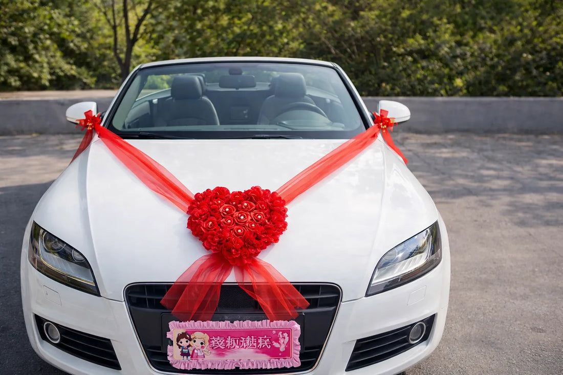 ruban déco voiture mariage sublime