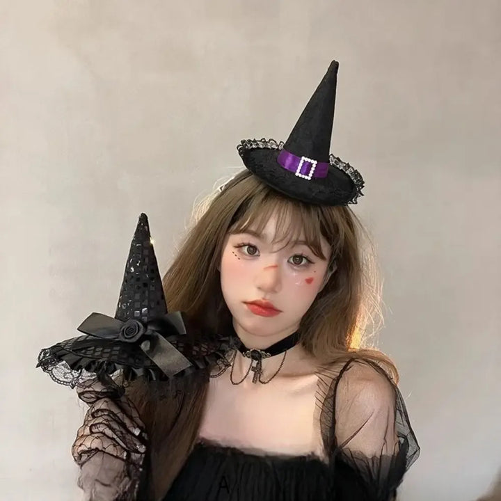 serre-tête chapeau halloween noir chic
