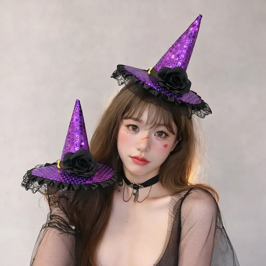 serre-tête chapeau halloween violet chic