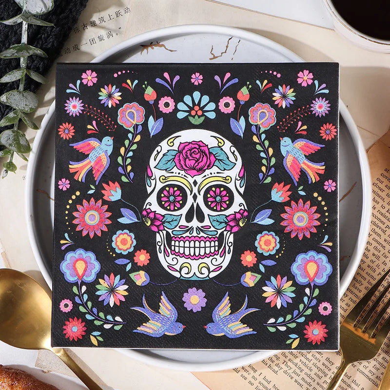 serviette crâne  halloween coloré