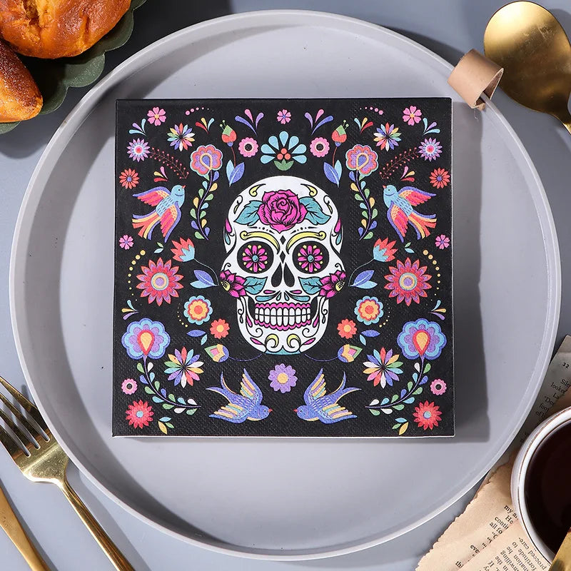 serviette crâne  halloween coloré légère