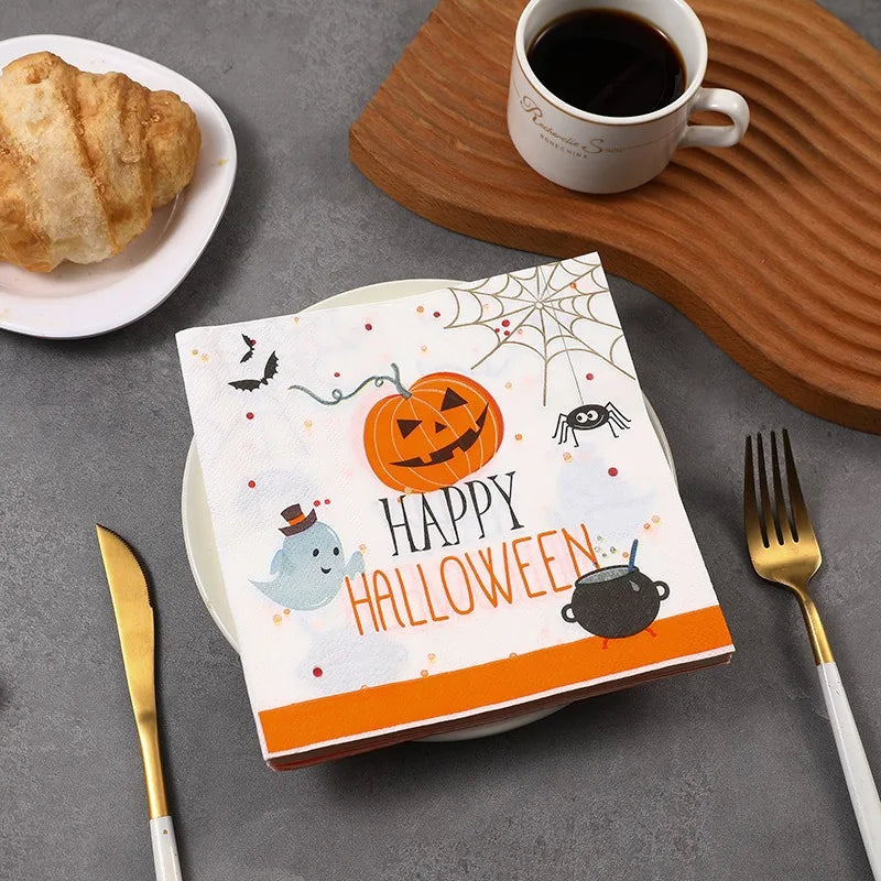 serviette de table blanc halloween 