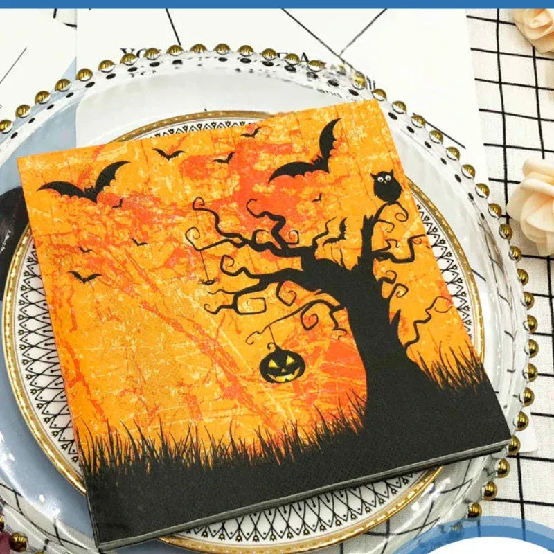 serviette en papier arbre halloween