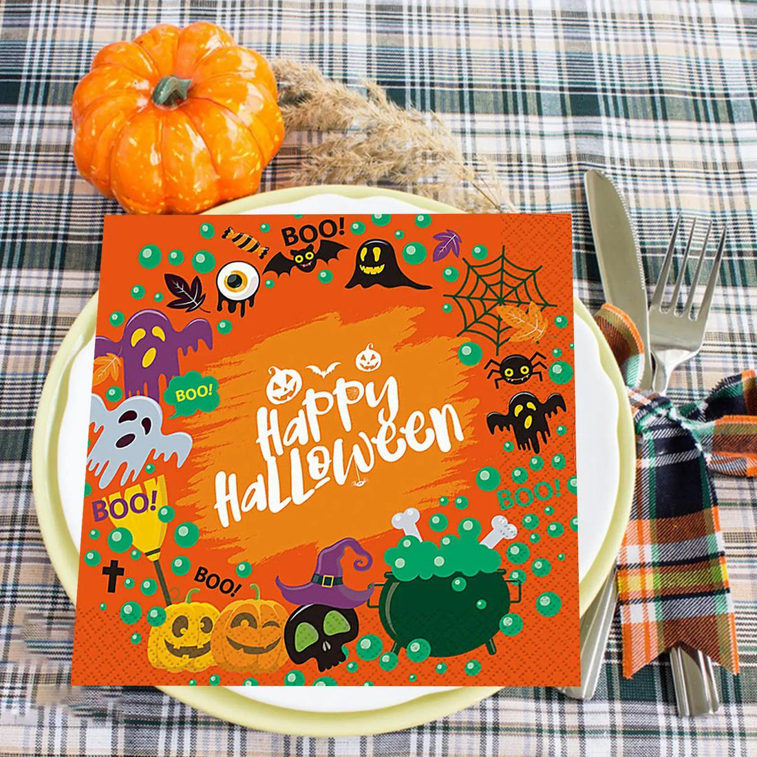 serviette halloween aux couleurs vives opération