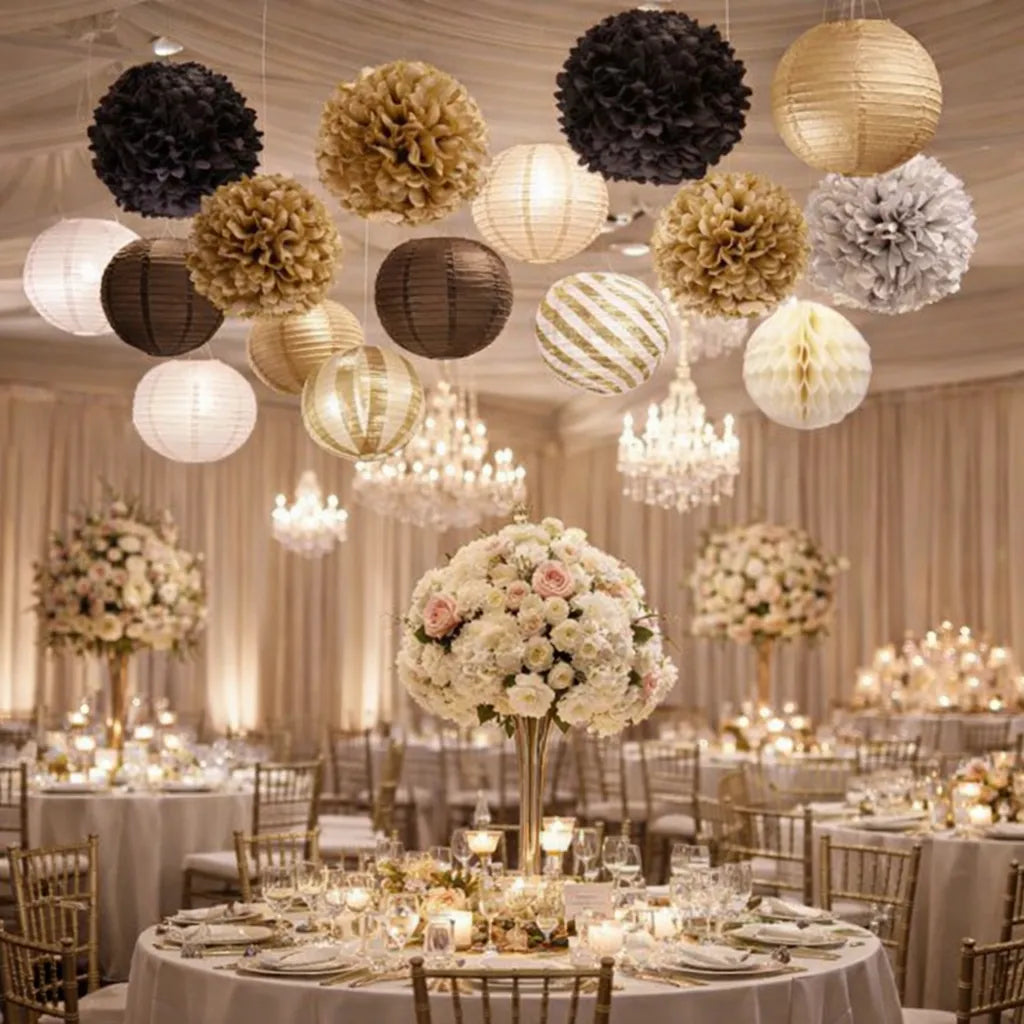 set de lampions noir et doré