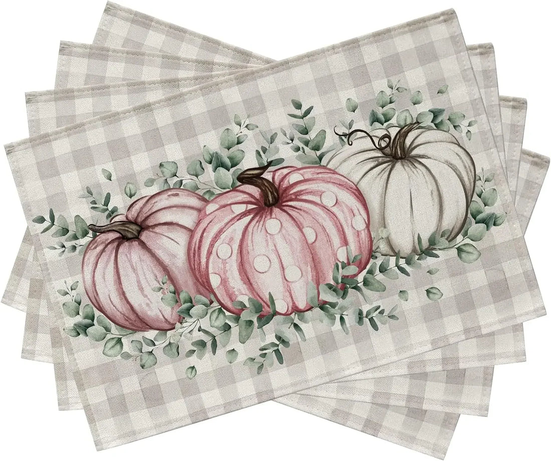 set de table carreaux citrouilles halloween