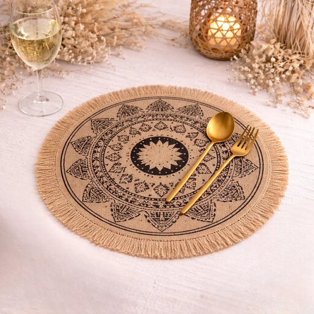 set de table floral à franges spécial