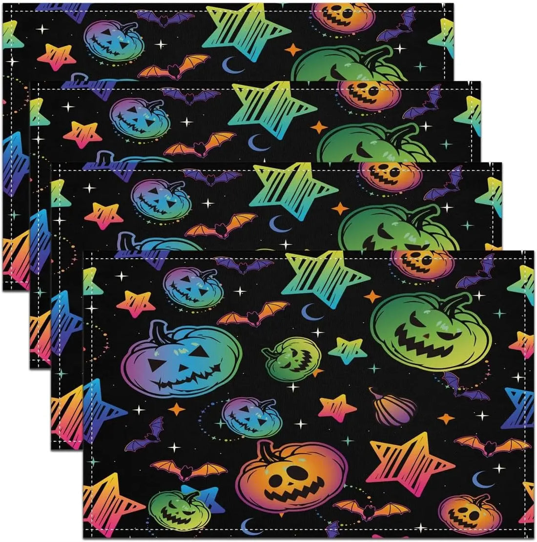 set de table halloween citrouilles multicolores unique