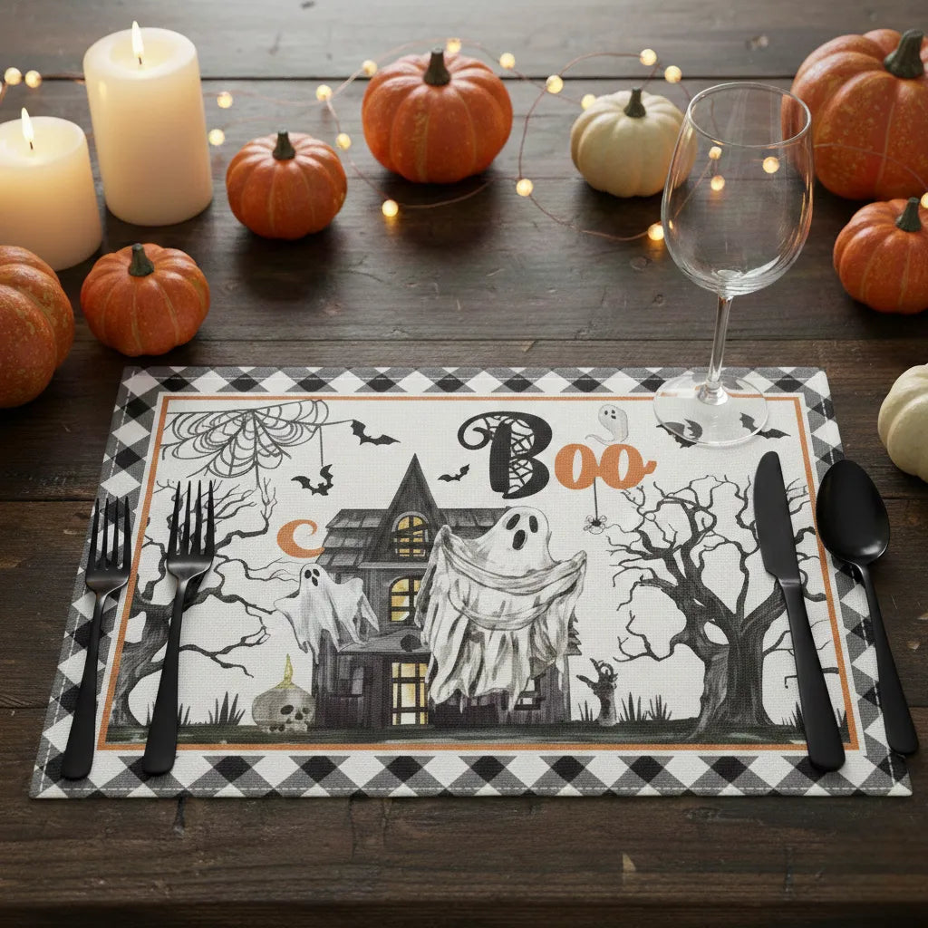set de table halloween maison hantée 