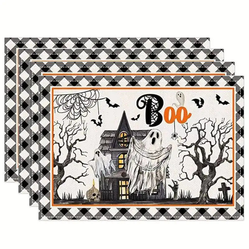 set de table halloween maison hantée unique