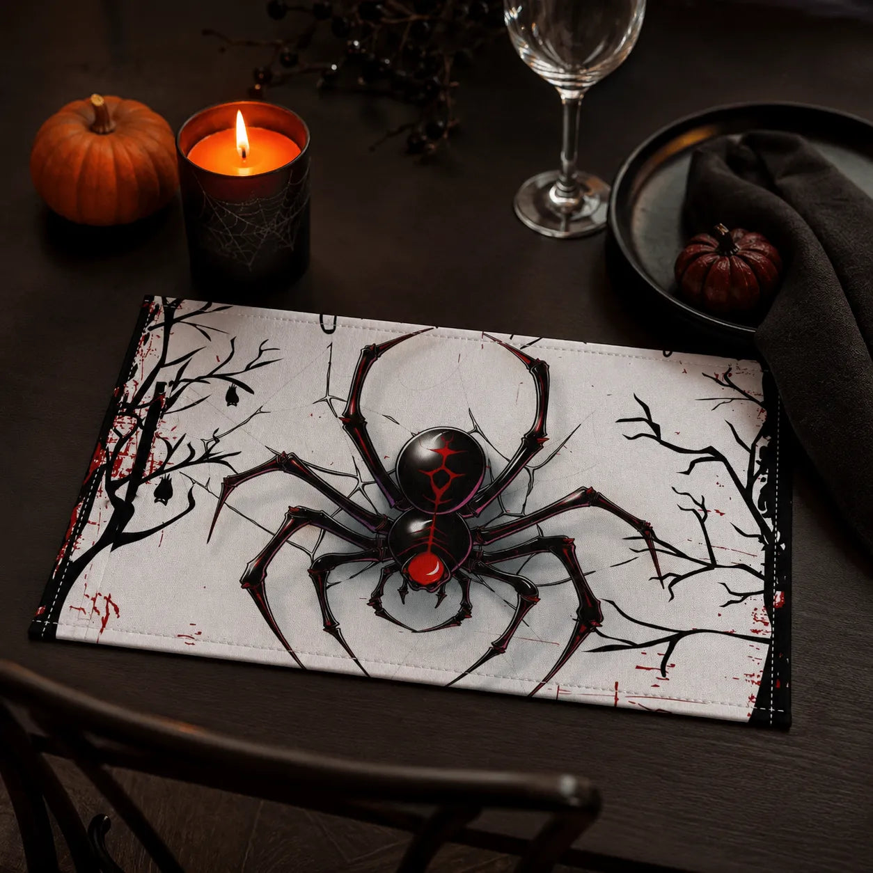set de table halloween motif araignée Pratique