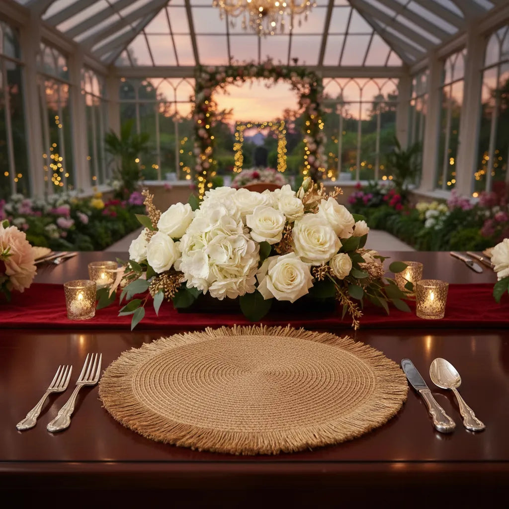 set de table rond à franges