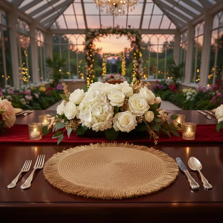 set de table rond à franges